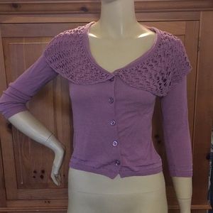 Anthropologie HWR Cropped Lacy Cardigan